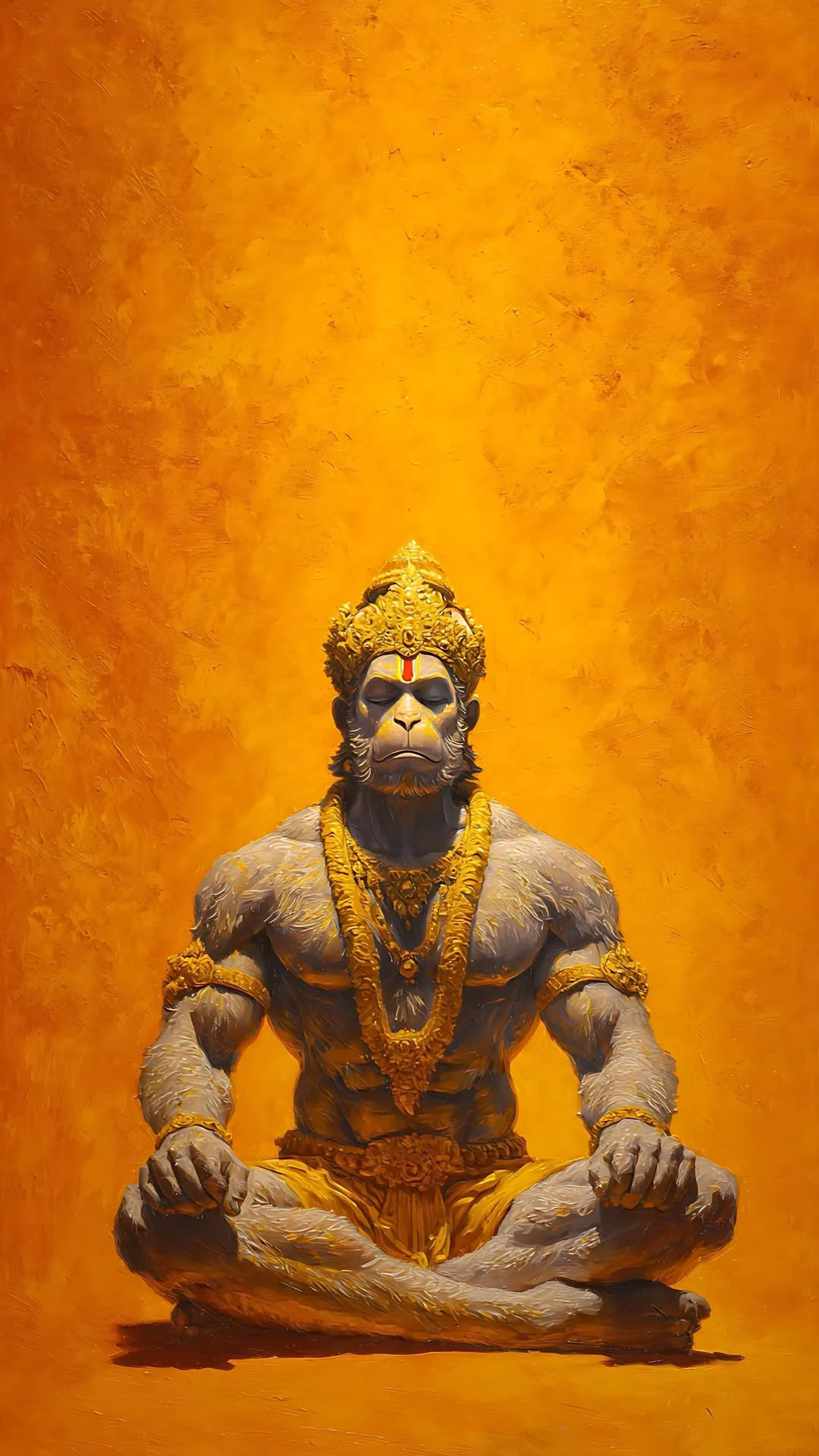Golden Strength Lord Hanuman in Royal Meditation Wallpaper