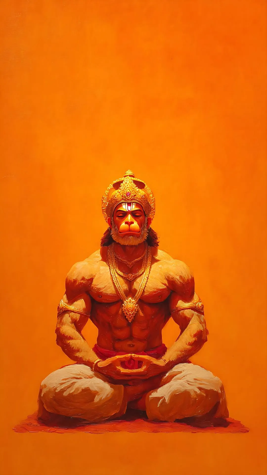 Golden Strength Lord Hanuman in Royal Meditation Wallpaper