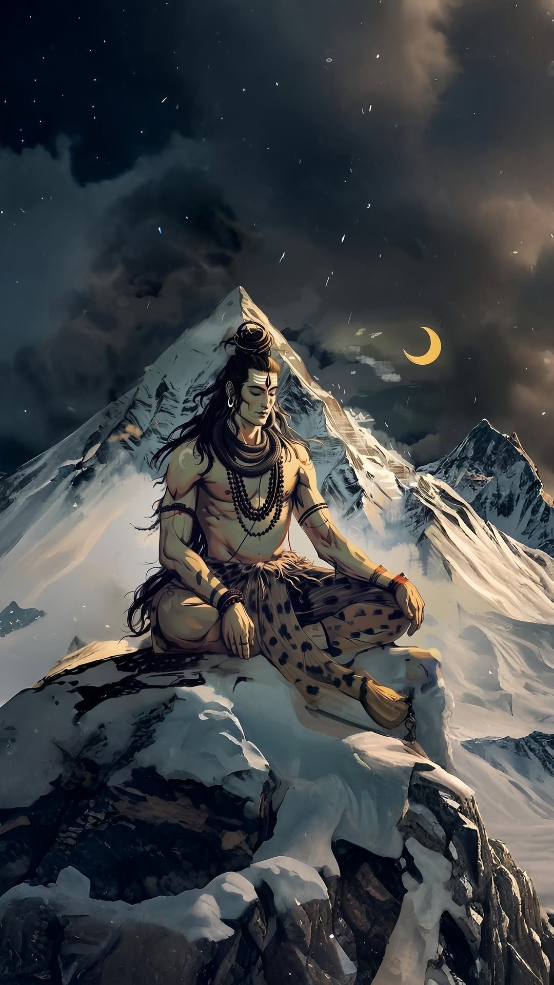 Lord Shiva on Kailash Himalayan Meditation Digital Art Wallpaper