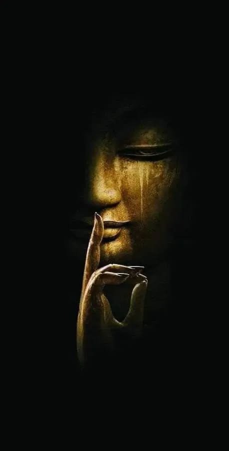 Silence and Gold Dark Minimalist Buddha Wisdom Wallpaper