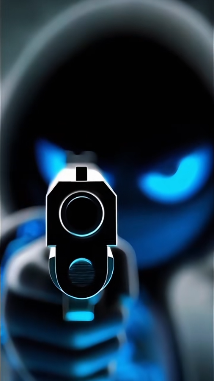 Blue Shadow Gunman Wallpaper – Intense Dark Attitude HD Live Wallpaper